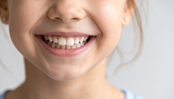 床矯正の治療で顎が広がり歯列が整った子ども