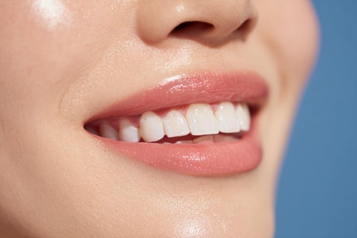 クリーニングを受け、綺麗になった女性の歯