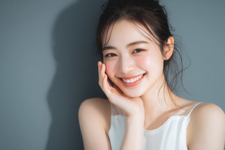 綺麗な歯を見せて笑う女性