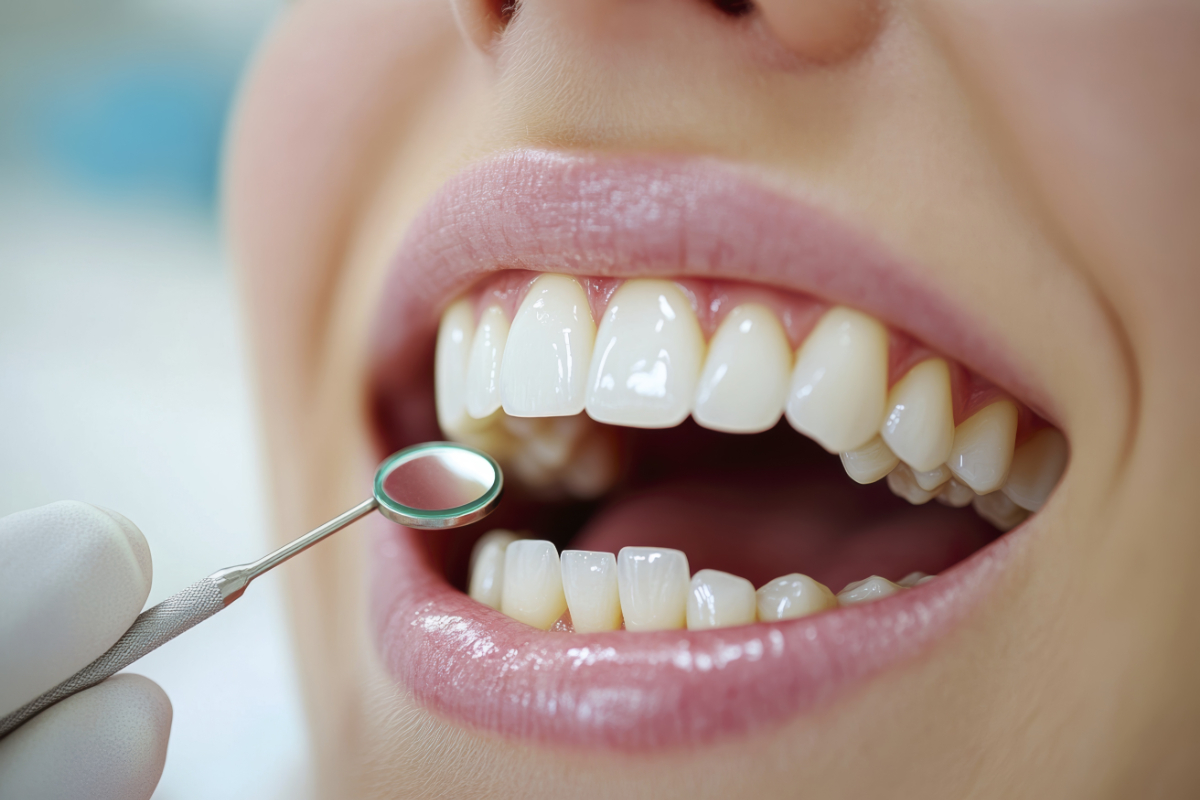 口腔内のチェックを受ける口元