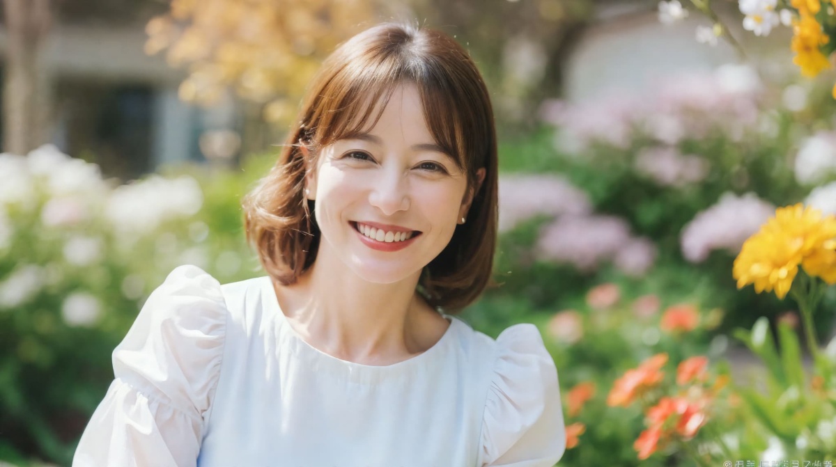 前歯をセラミックにして満足している女性